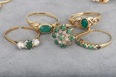Lot 38 - A COLLECTION OF ELEVEN 9CT YELLOW GOLD STONE...