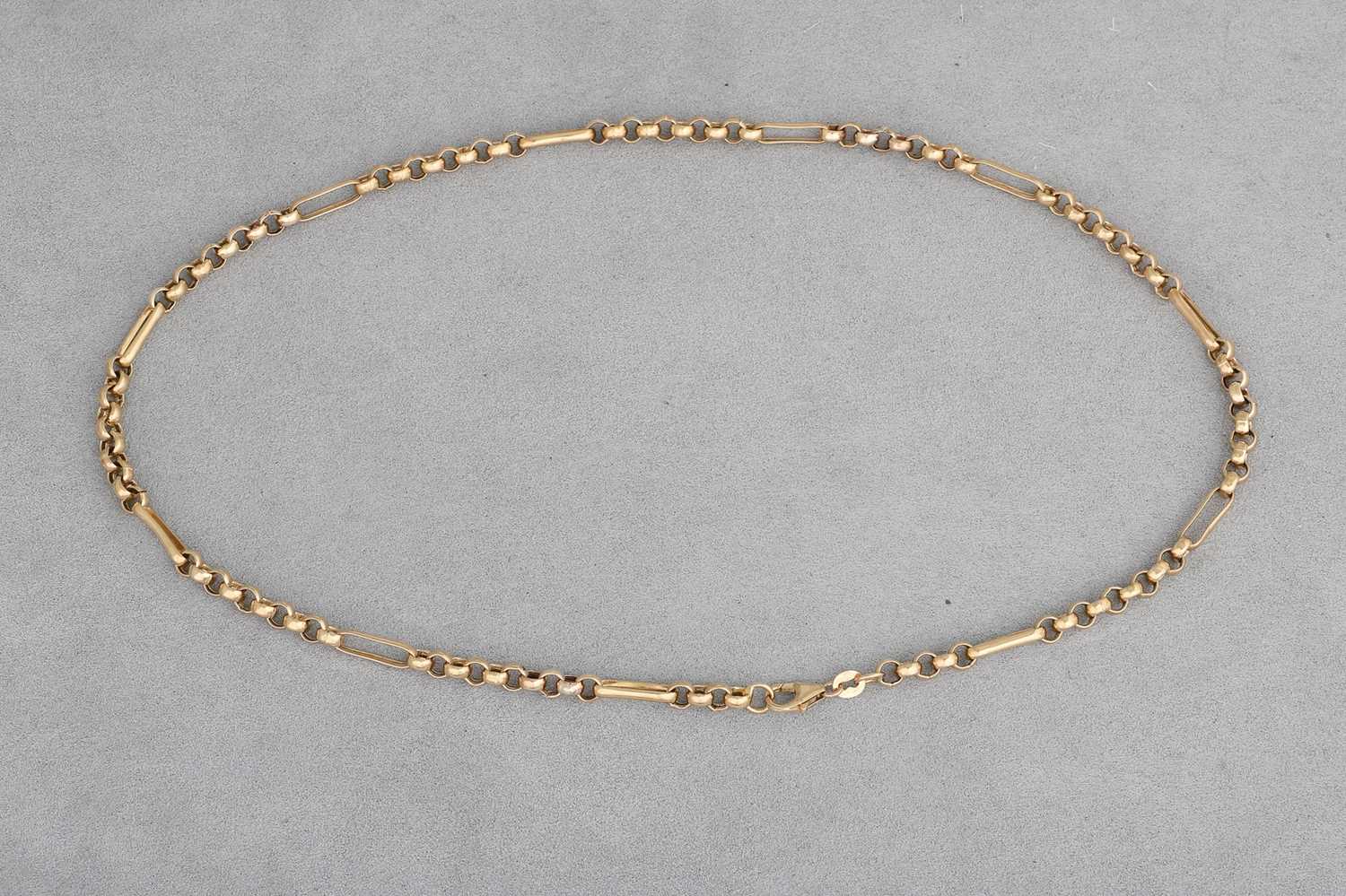 Lot 2 - A 9CT GOLD CURB LINK NECKLACE, fancy link...