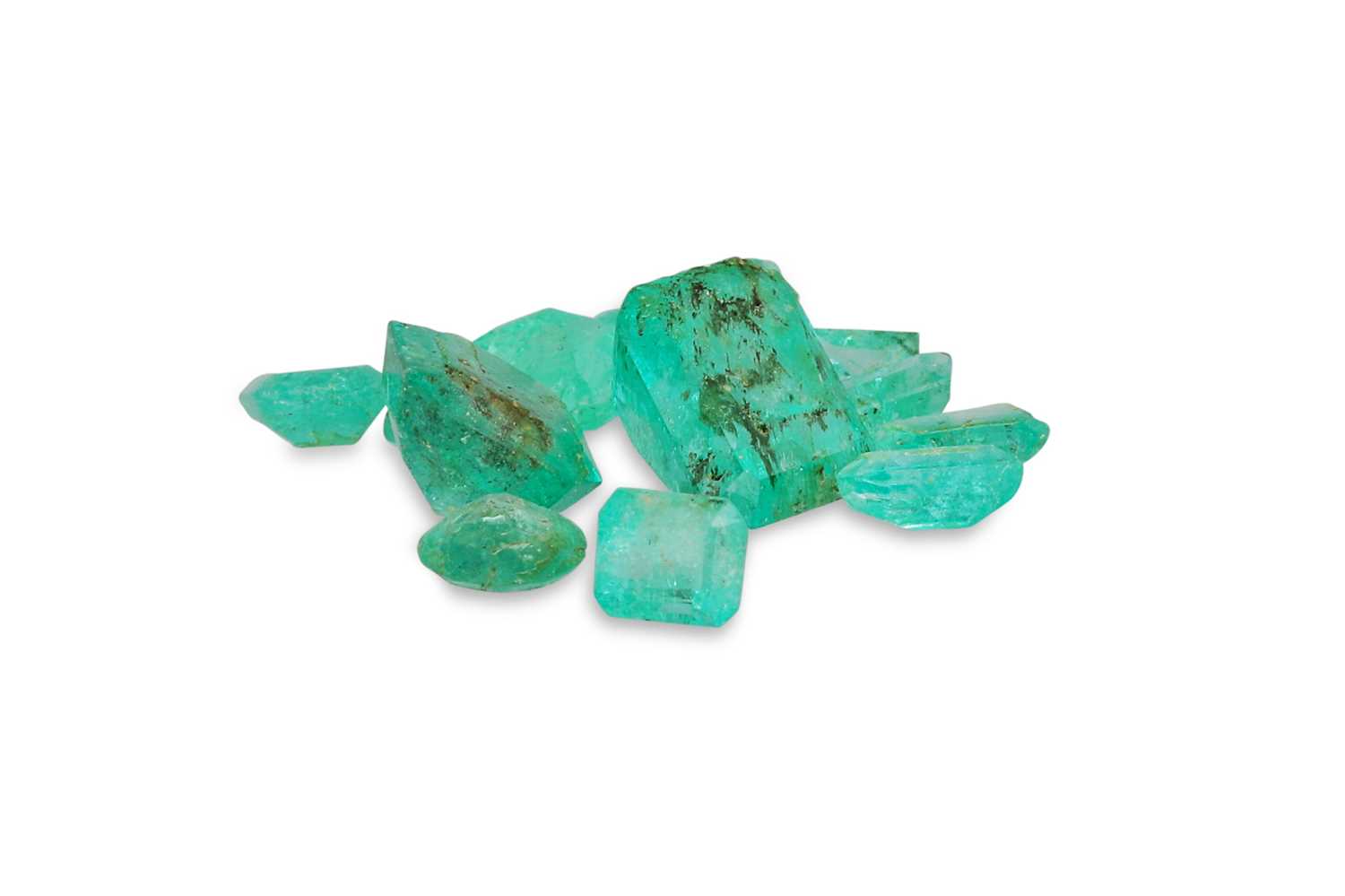 Lot 15 - TWELVE LOOSE CUT EMERALDS, of various sizes...