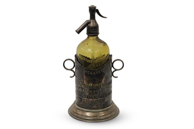Lot 394 - AN ANTIQUE SODA SYPHON, with stand