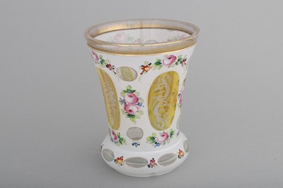 Lot 208 - A REGENCY PERIOD PAINTED GLASS VASE, ca 4.75"...