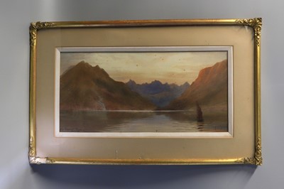 Lot 212 - J.W. CAREY, Loch Seavaig, Skye, water colour,...