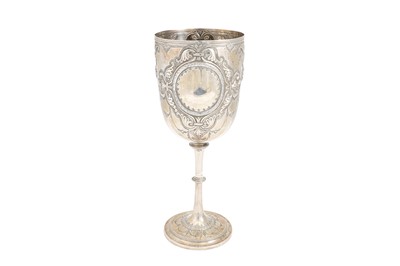 Lot 546 - A VICTORIAN SILVER GOBLET, with chased and...