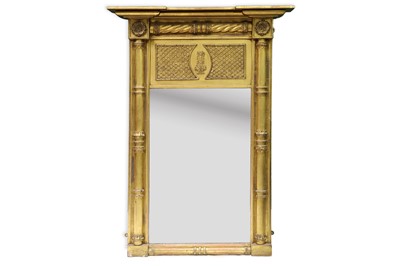 Lot 217 - A REGENCY PERIOD NEOCLASSICAL STYLE PIER GLASS...
