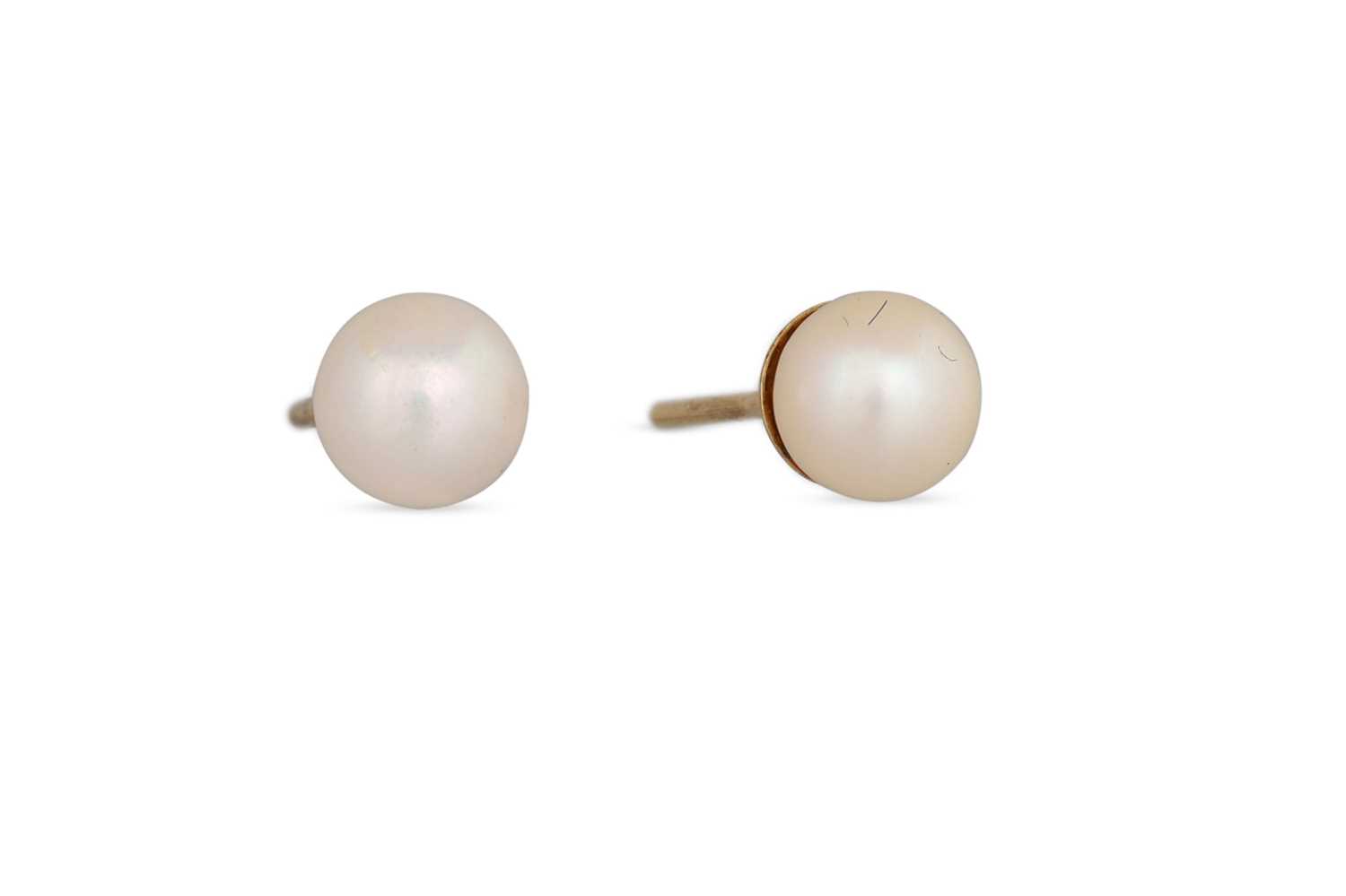 Lot 17 - A PAIR OF CULTURED PEARL EARRINGS, mounted in...