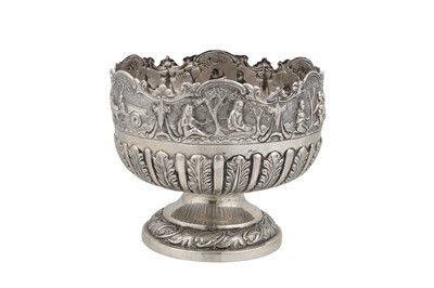 Lot 550 - AN ANTIQUE WHITE METAL ASIAN ROSE BOWL, with...