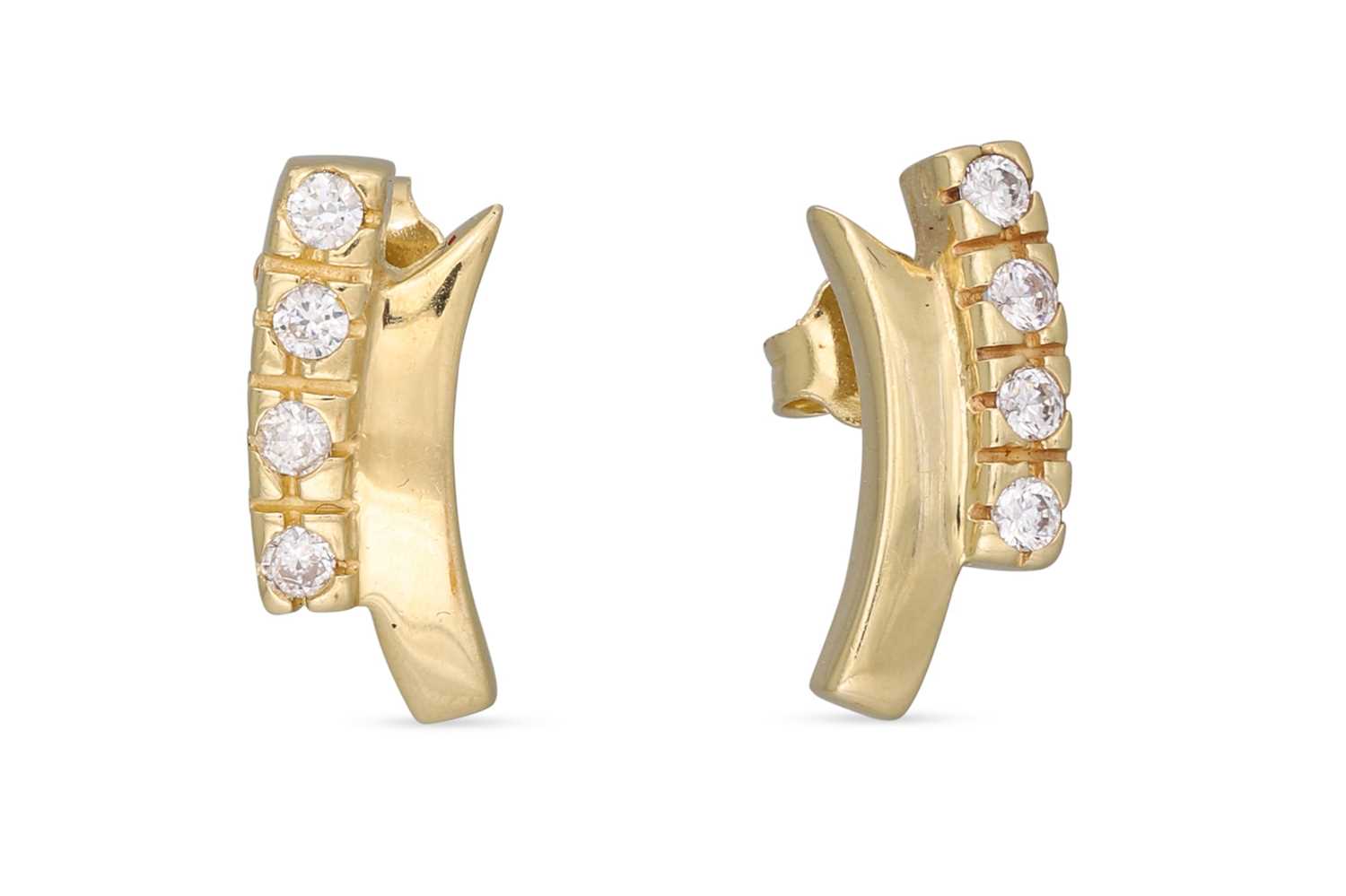 Lot 87 - A PAIR OF STONE SET CLUSTER EARRINGS, mounted...