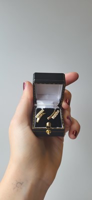 Lot 87 - A PAIR OF STONE SET CLUSTER EARRINGS, mounted...