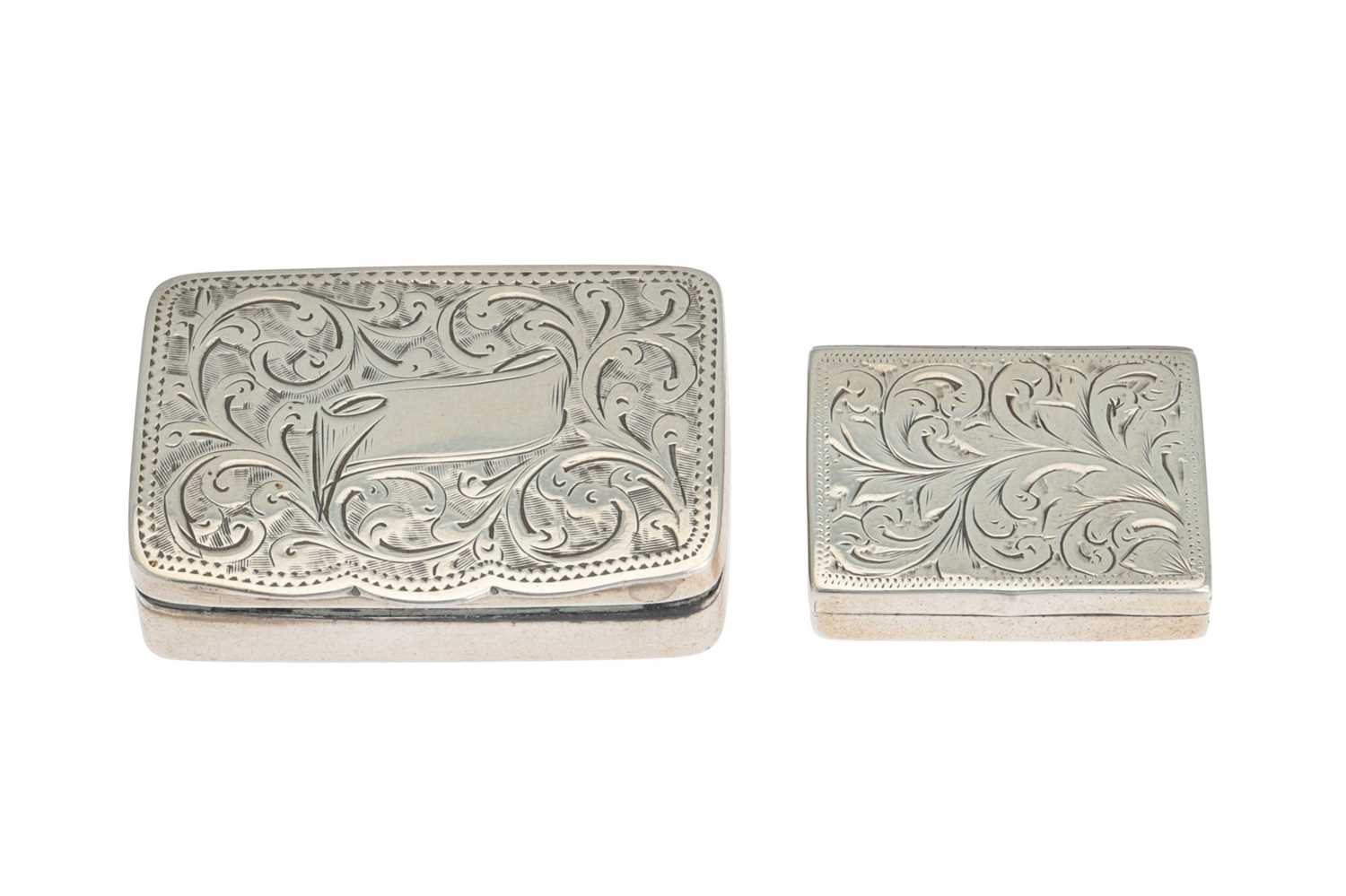 Lot 2 - TWO EDWARDIAN SILVER ENGRAVED PATCH BOXES,...