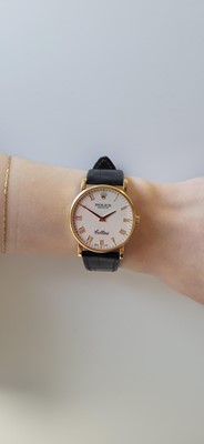 Lot 438 - A MIDSIZE ROLEX CELLINI WRISTWATCH, 18ct gold...