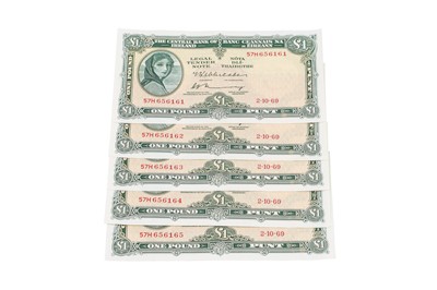 Lot 508 - FIVE LADY LAVERY ONE POUND NOTES, in sequence,...