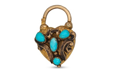 Lot 300 - A YELLOW METAL GEORGIAN PADLOCK, C. 1820,...