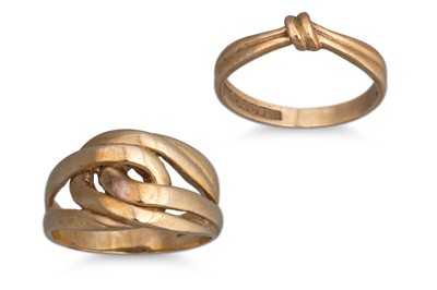 Lot 3 - TWO 9CT YELLOW GOLD RINGS, 6 g.