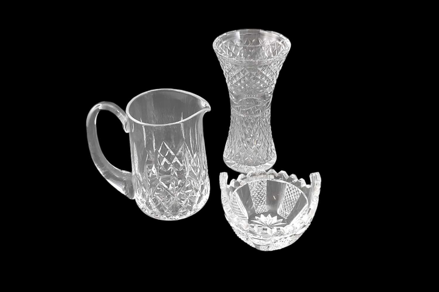 Lot 582 - A MODERN WATERFORD CRYSTAL WATER JUG, together...