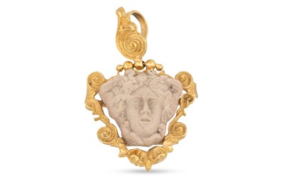 Lot 189 - A LAVA STONE PENDANT, depicting a classical...