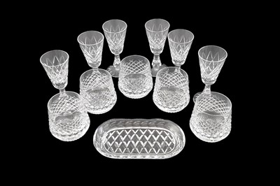 Lot 587 - A SET OF SIX WATERFORD CRYSTAL SHERRY GLASSES,...