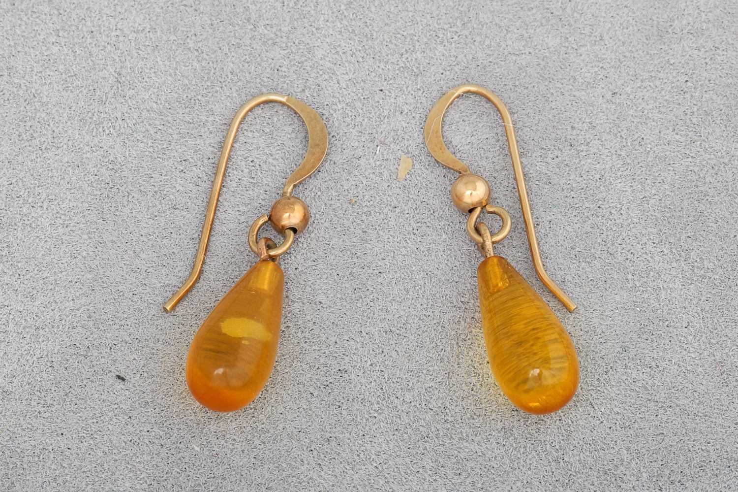 Lot 25 - A PAIR OF DROP EARRINGS, in 9ct gold mounts
