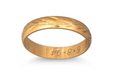 Lot 165 - A 9CT GOLD WEDDING BAND, 4.4 g. together with...