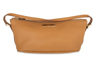 Lot 419 - A GUCCI TAN LEATHER SHOULDER BAG, lined, short...