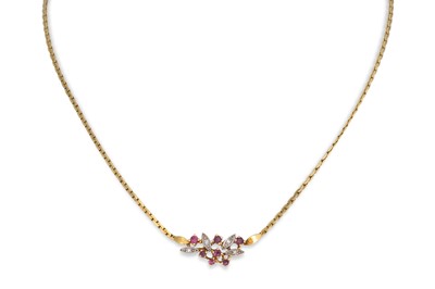 Lot 269 - A RUBY AND DIAMOND CLUSTER SPRAY NECKLACE, to...