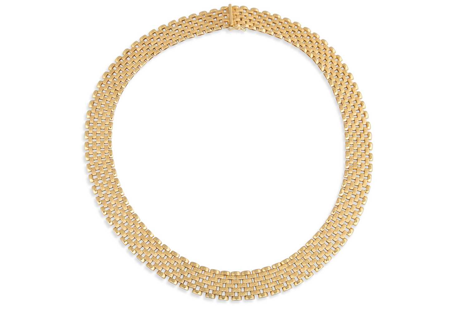 Lot 401 - AN ATTRACTIVE 18CT YELLOW GOLD BRICK LINK...