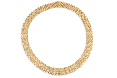 Lot 401 - AN ATTRACTIVE 18CT YELLOW GOLD BRICK LINK...
