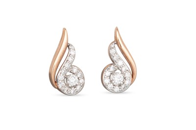 Lot 403 - A MODERN PAIR OF 9CT ROSE GOLD DIAMOND EARRINGS