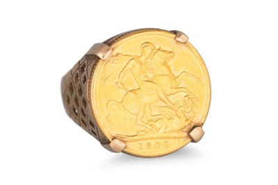 Lot 201 - A 9CT YELLOW GOLD GENT'S FULL SOVEREIGN RING,...