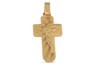 Lot 204 - AN 18CT YELLOW GOLD CROSS, with the profile of...