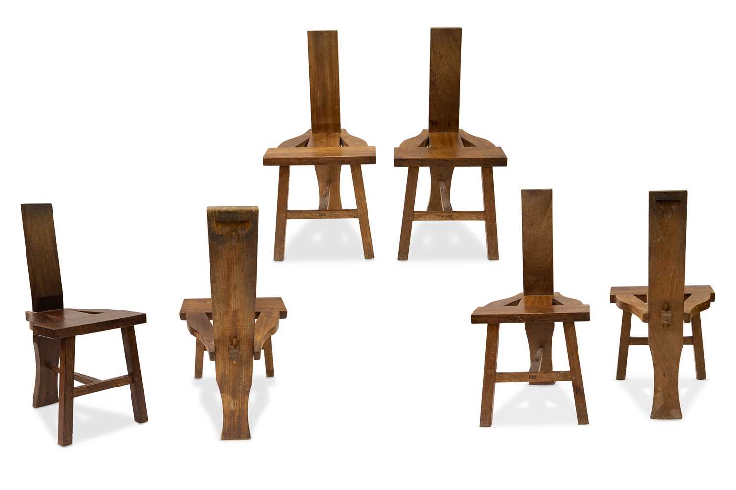 Lot 498 - A SET OF SIX TUAM CHAIRS, African wood, with...