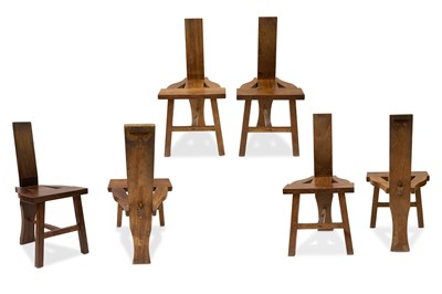 Lot 498 - A SET OF SIX TUAM CHAIRS, African wood, with...