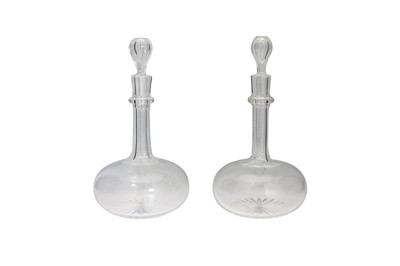 Lot 202 - A PAIR OF 19TH CENTURY GLASS DECANTERS AND...