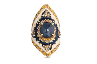 Lot 81 - A SILVER GILT RING, set with enamel and...