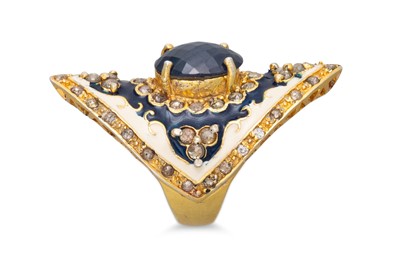 Lot 81 - A SILVER GILT RING, set with enamel and...