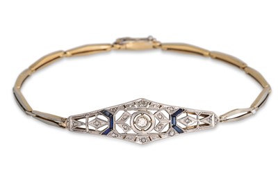 Lot 285 - AN ATR DECO DIAMOND SET BRACELET, the central...
