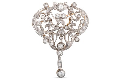 Lot 323 - AN ANTIQUE STYLE DIAMOND BROOCH, comprising an...
