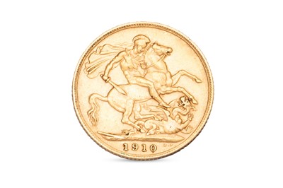 Lot 444 - A 1910 FULL GOLD SOVEREIGN ENGLISH COIN, EVII...