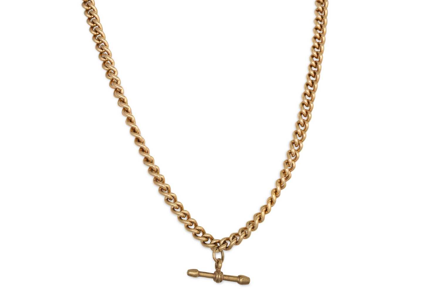 Lot 91 - A VINTAGE GOLD PLATED ALBERT NECK CHAIN, with...