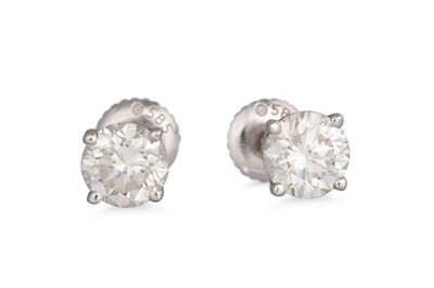 Lot 318 - A PAIR OF DIAMOND STUD EARRINGS, mounted in...