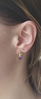 Lot 17 - A PAIR OF TANZANITE AND DIAMOND CLUSTER...
