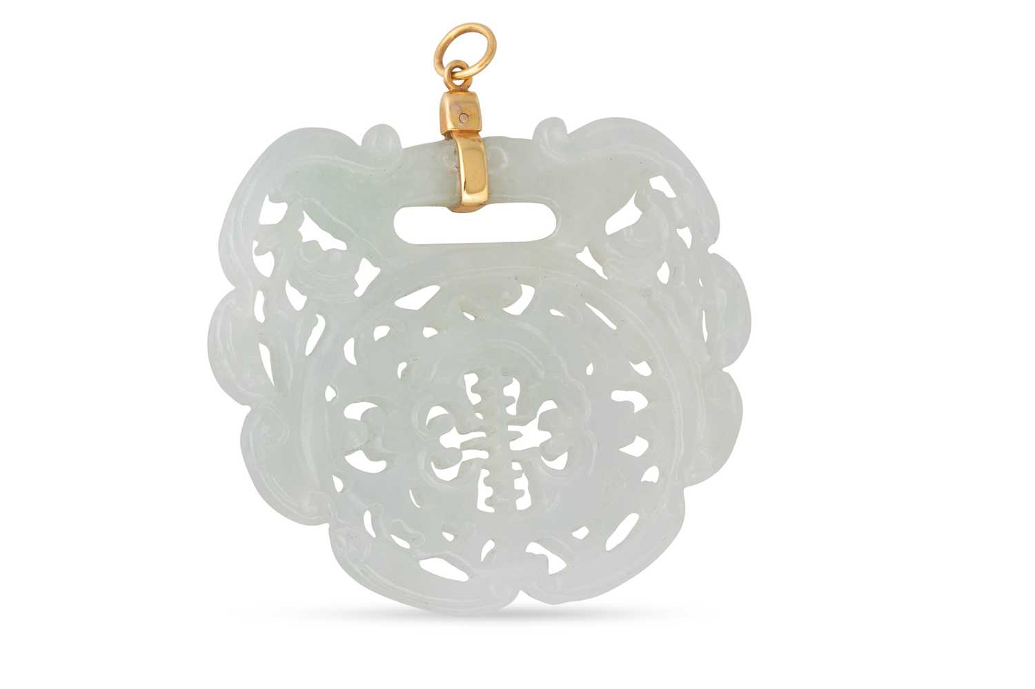 Lot 25 - A JADE PENDANT, 2 x 2"