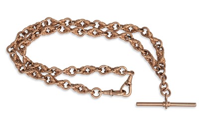 Lot 49 - A 9CT GOLD ALBERT CHAIN, with t-bar, 62 g....