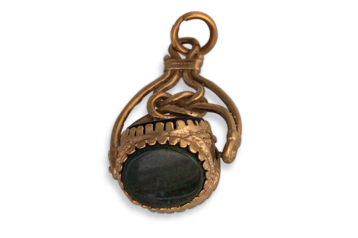 Lot 50 - A 9CT GOLD SWIVEL SET SEAL, set with carnelian,...