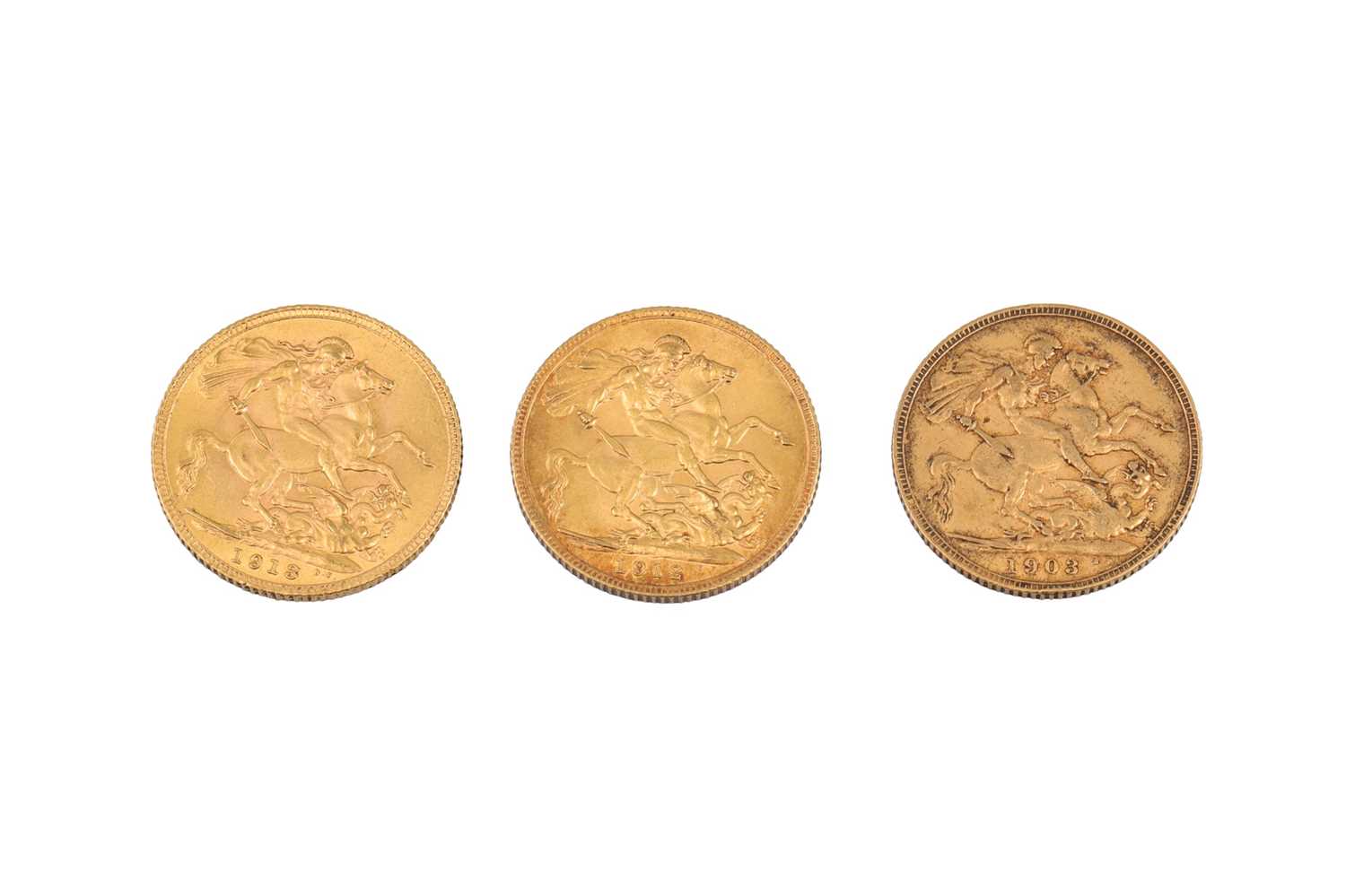 Lot 473 - A SET OF THREE FULL GOLD SOVEREIGN ENGLISH...
