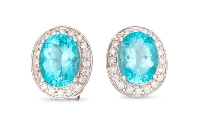 Lot 56 - A PAIR OF DIAMOND AND APATITE CLUSTER EARRINGS,...