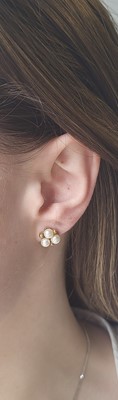 Lot 65 - A PAIR OF CULTURED EARRINGS, mounted in gold
