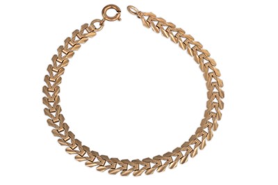 Lot 67 - A 9CT GOLD FANCY FLAT LINK BRACELET, 7.2" long,...