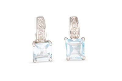 Lot 99 - A PAIR OF TOPAZ EARRINGS, with illusion set...