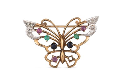 Lot 100 - A STONE SET BUTTERFLY BROOCH, mounted in 9ct...