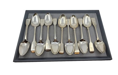 Lot 440 - A MATCHED SET OF GEORGE III IRISH SILVER TABLE...